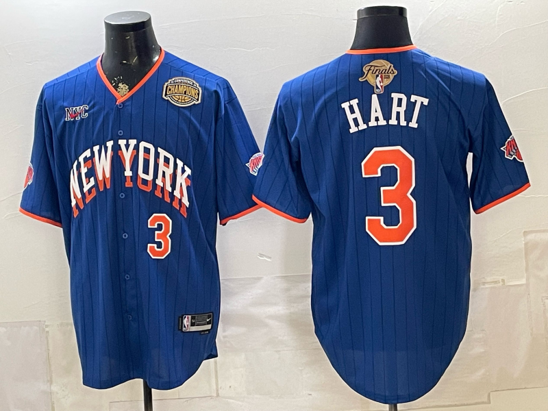 Men New York Knicks #3 Hart blue 2026 Nike NBA jersey 07150024